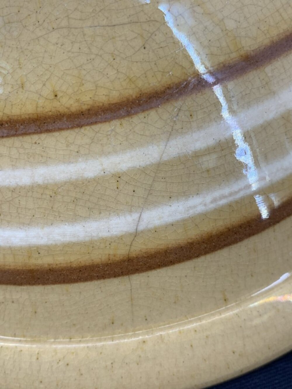 Yellow Ware 4 Stripe Banded Mixing Bowl 8" Antique - Picture 7 of 8